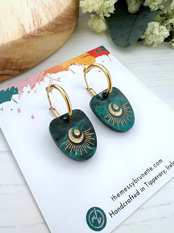 handmade wood and acrylic jewellery made in Ireland by the messy brunette jewellery brand