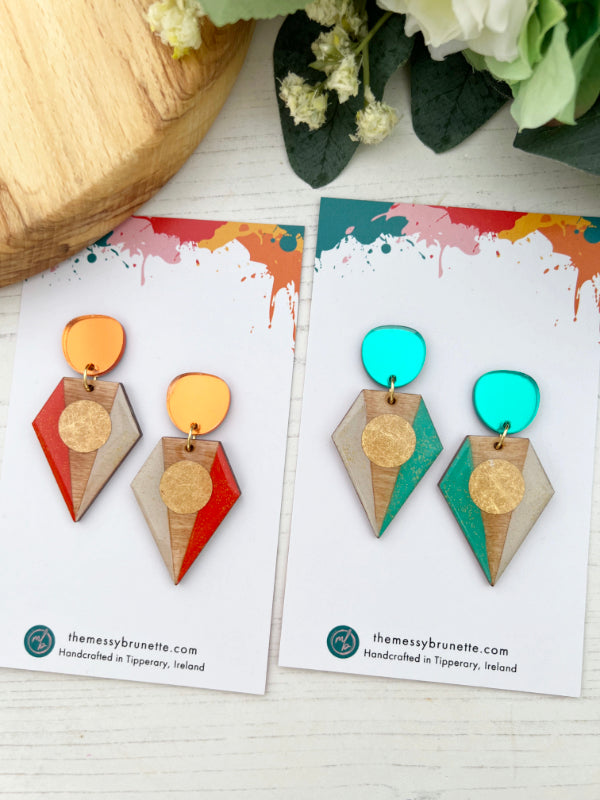 Big Colourful Geometric Earrings in 3 Styles