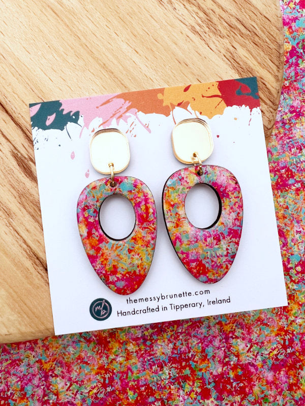 Pink Abstract Party Earrings in 2 Styles