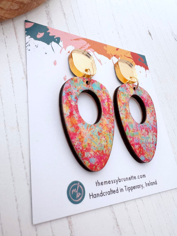 Pink Abstract Party Earrings in 2 Styles