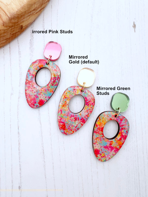 Pink Abstract Party Earrings in 2 Styles