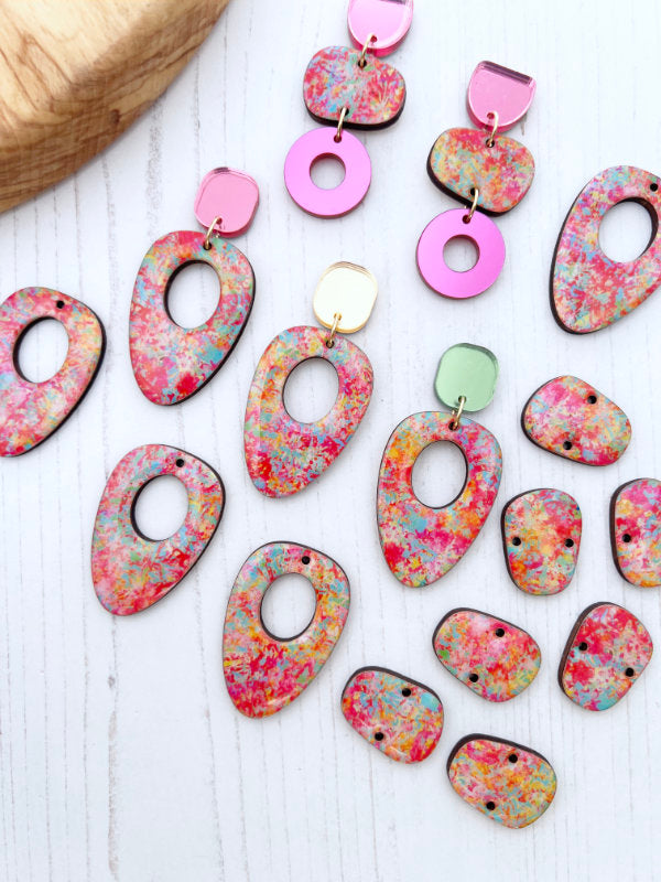 Pink Abstract Party Earrings in 2 Styles