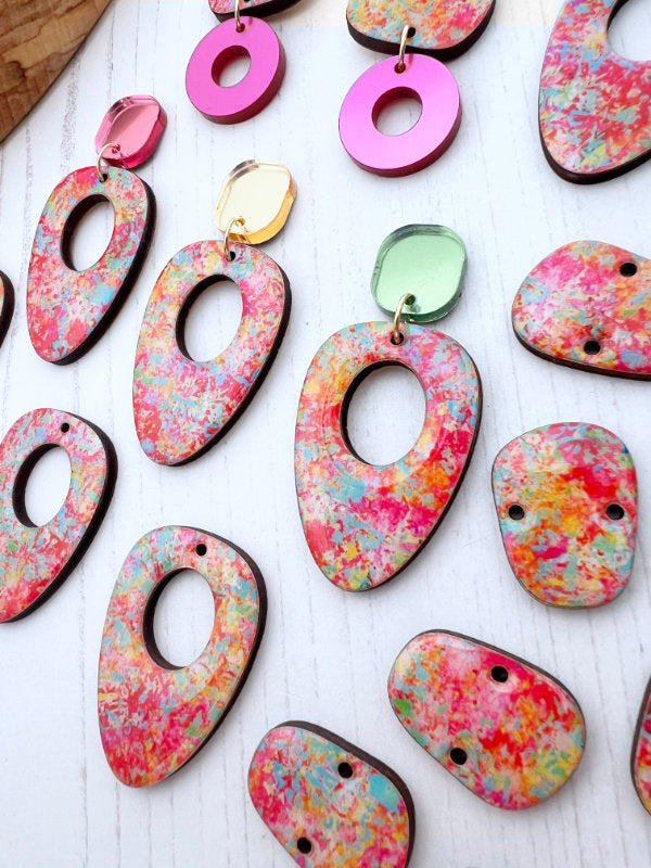 Pink Abstract Party Earrings in 2 Styles