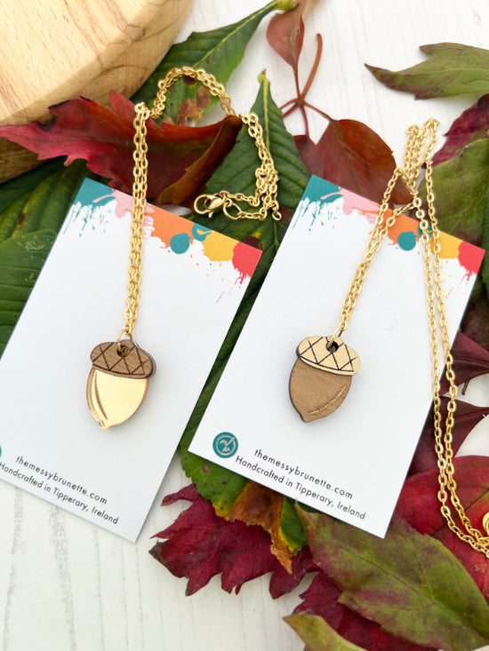 Acorn Charm Necklace in 2 Styles