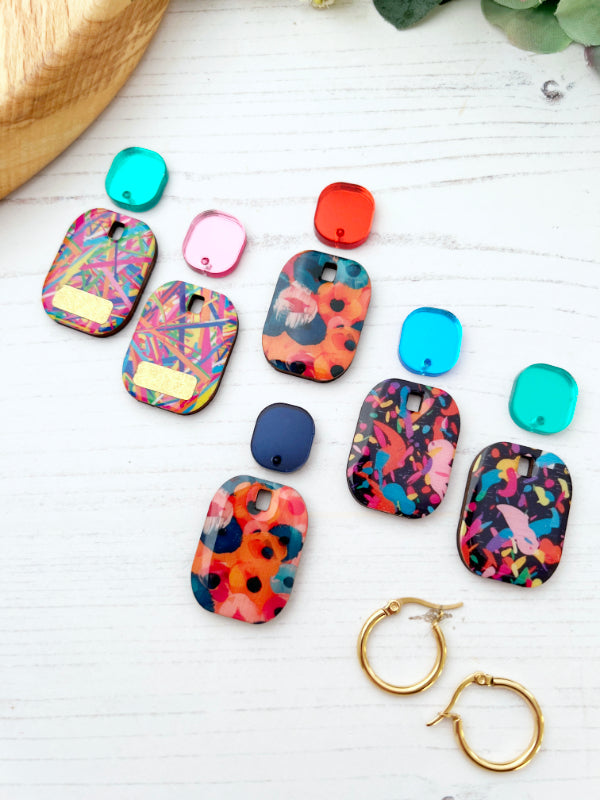 Multi Coloured Confetti Party Earrings in 2 Styles | Bars and Hearts