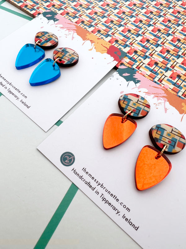 Bauhaus Inspired Mini Drop Earrings