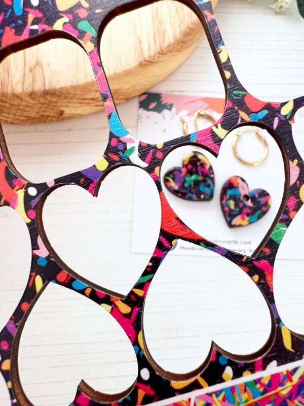 Multi Coloured Confetti Party Earrings in 2 Styles | Bars and Hearts