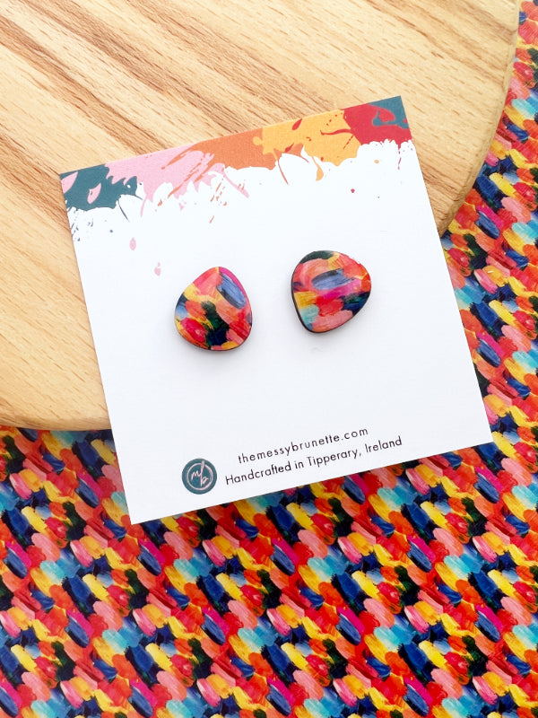 Brush Stroke Colourful Stud Earrings