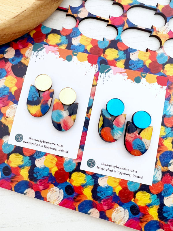 Multi Colour Statement Stud Earrings