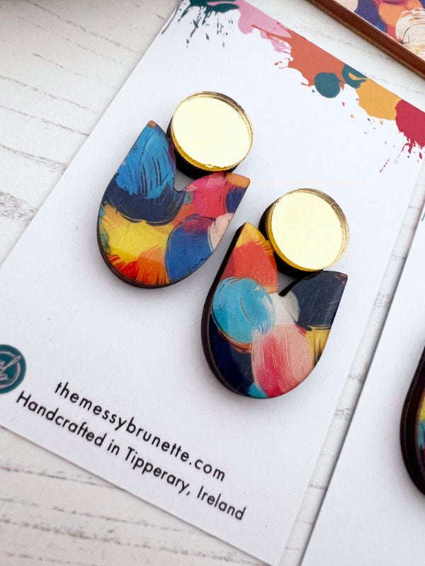 Multi Colour Statement Stud Earrings