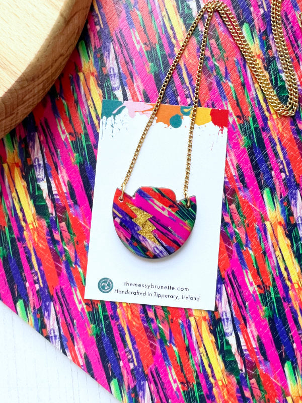 Chaotic Stripe Bolt Necklace