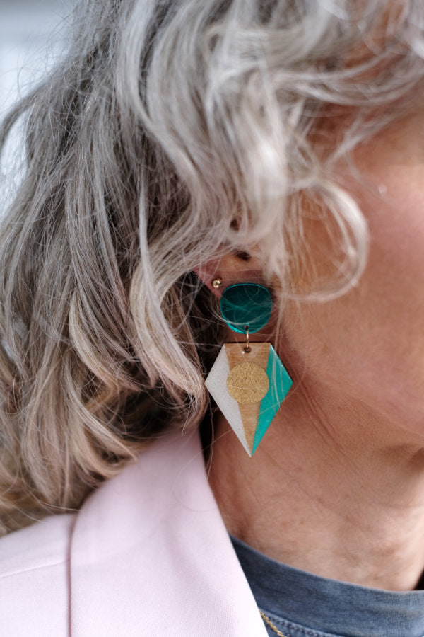 Big Colourful Geometric Earrings in 3 Styles