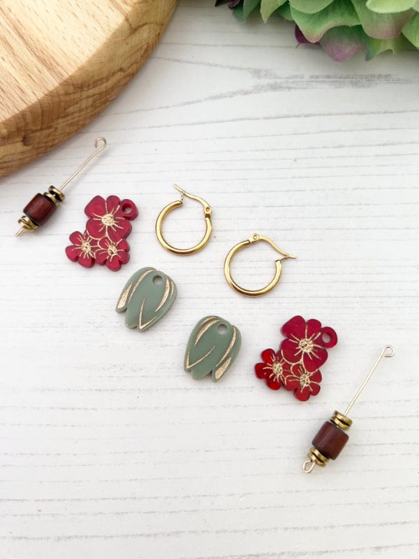 Mix and Match Floral Charm Hoop Earrings The Messy Brunette