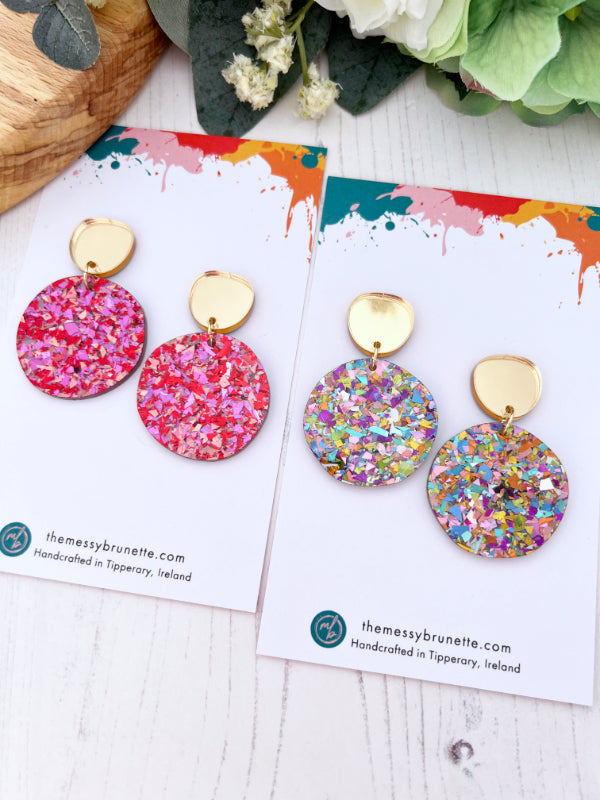 Sparkly Disco Dot Earrings in 3 New Colourways