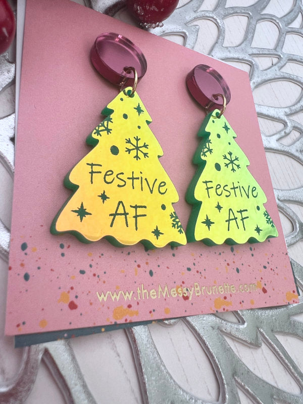 Rude Festive AF Christmas Tree Earrings