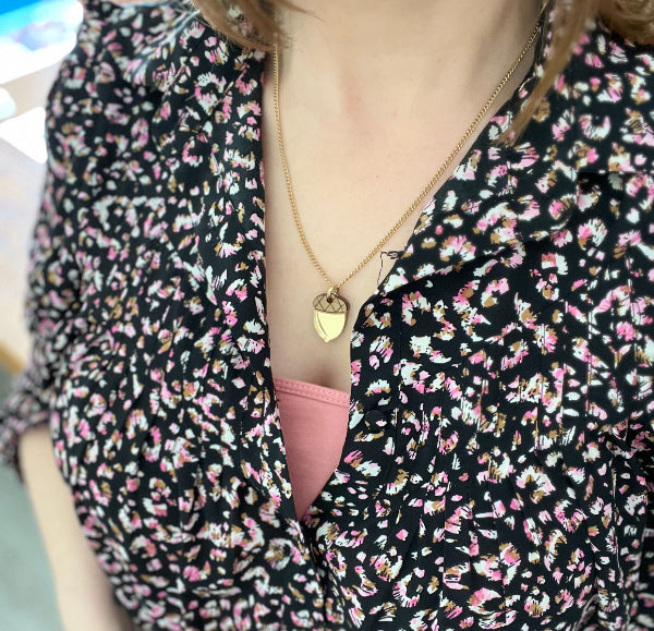 Acorn Charm Necklace in 2 Styles