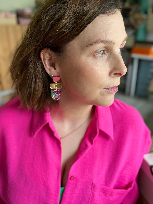 Disco Glitzy Bar Earring Drops in 3 Colourways