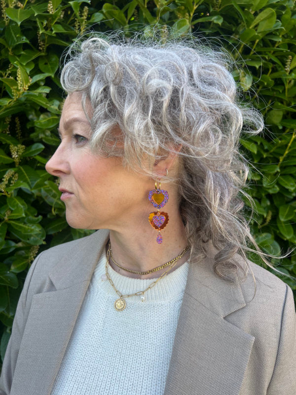Double Heart 'Opposites' Statement Earrings in 2 Styles