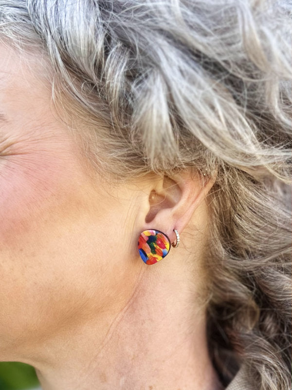 Brush Stroke Colourful Stud Earrings