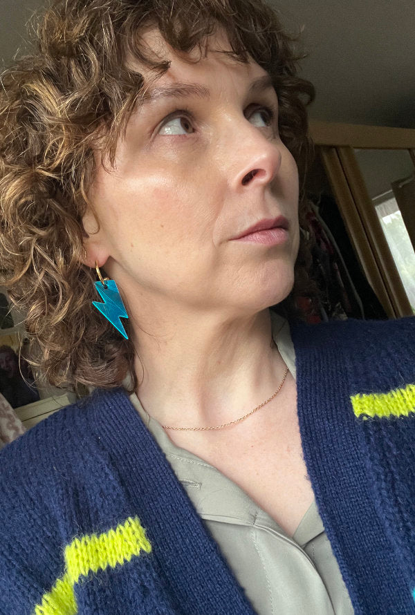 Turquoise Bolt Hoop Earrings