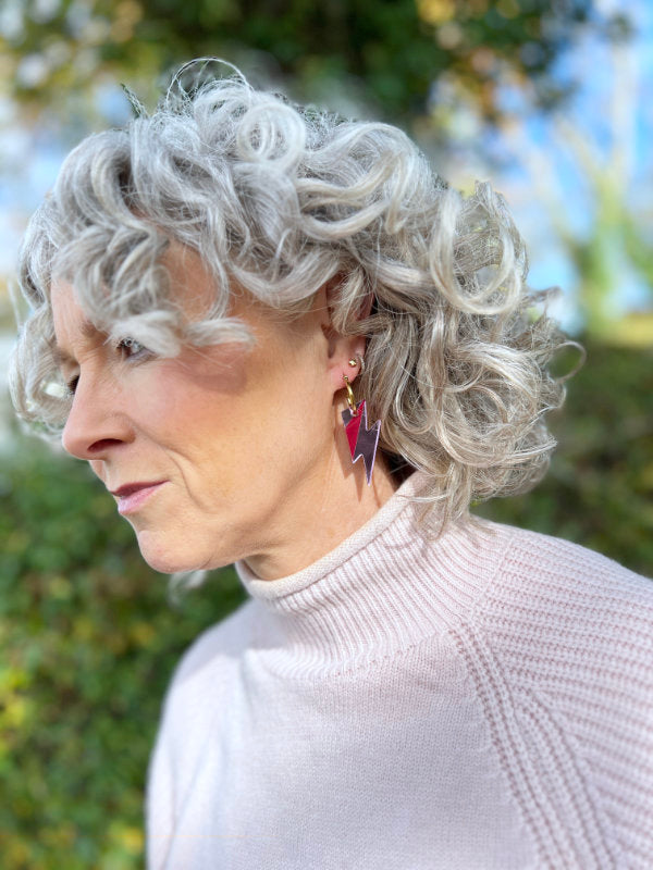 Pink Bolt Hoop Earrings