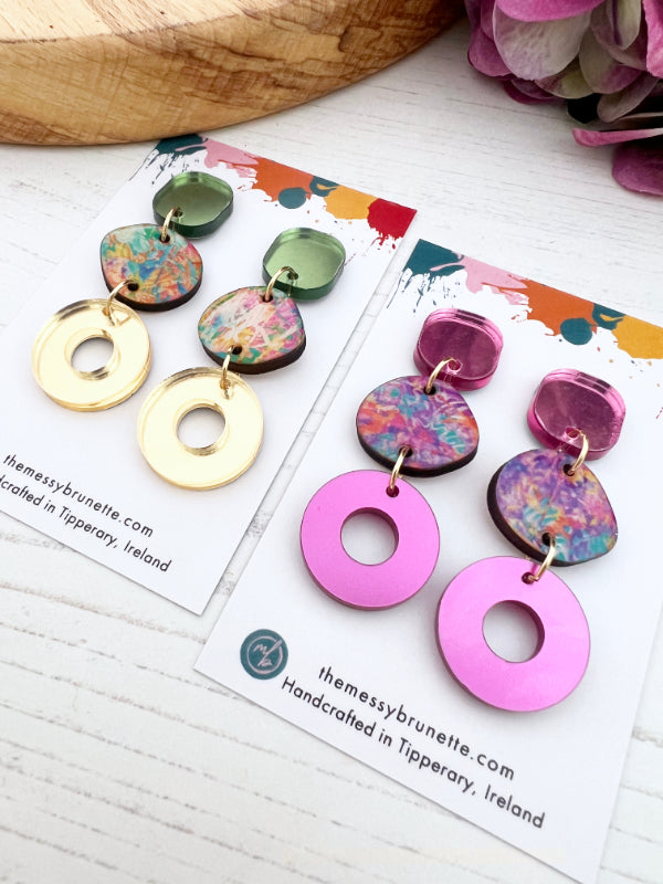 Pebble Circle Drop Earrings in 2 Styles