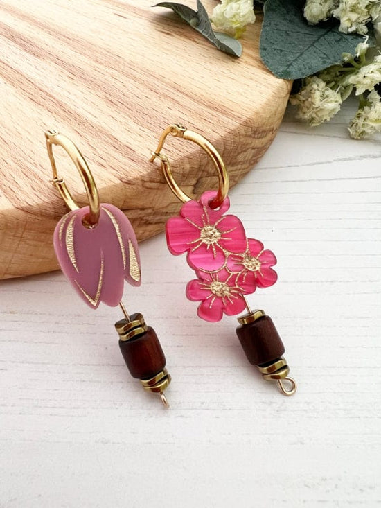 Floral Charm Hoops in Pink & Gold THe Messy Brunette