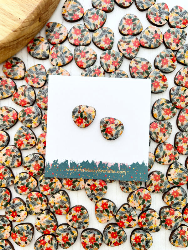 Christmas Poinsettia Stud Earrings