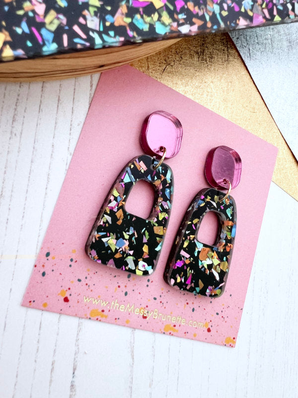 Retro Disco Glitter Earrings