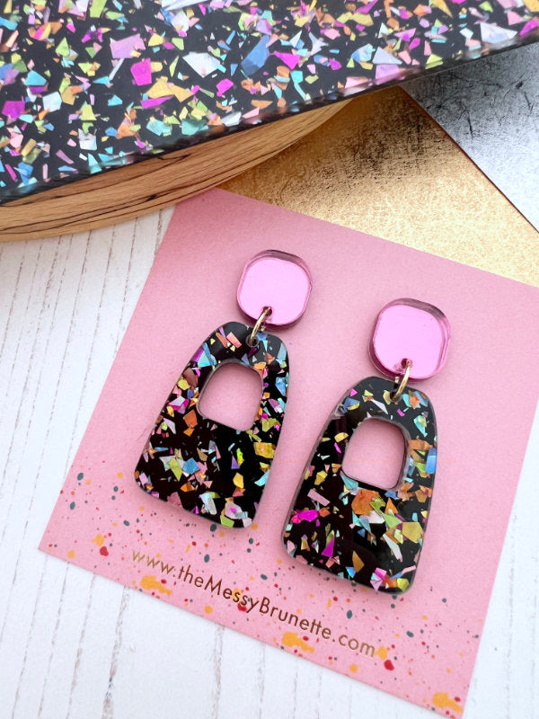 Retro Disco Glitter Earrings