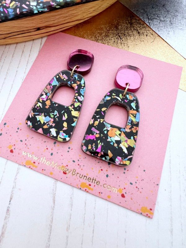 Retro Disco Glitter Earrings