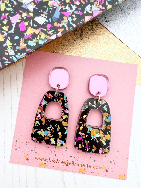 Retro Disco Glitter Earrings