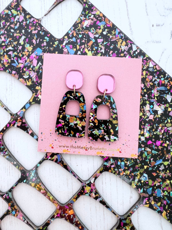 Retro Disco Glitter Earrings