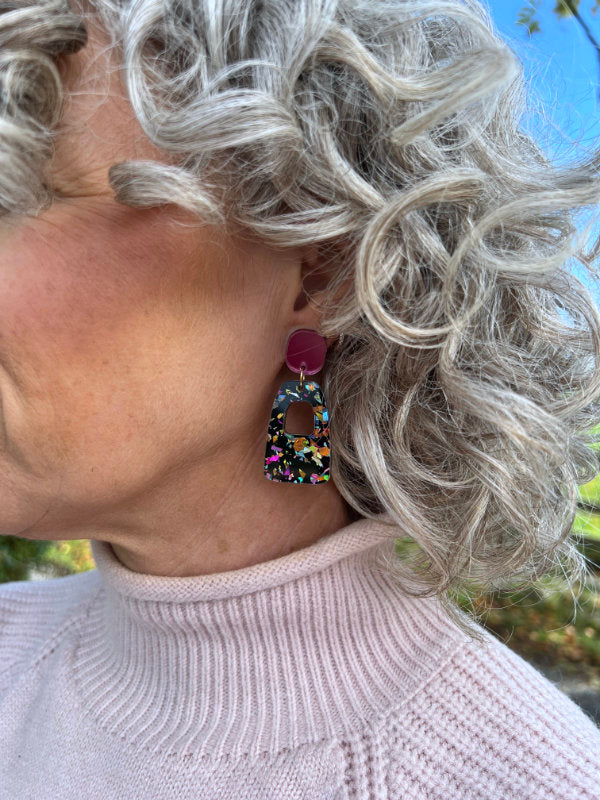 Retro Disco Glitter Earrings