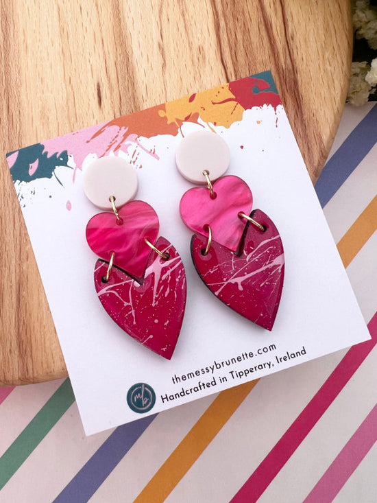 Colourful Heart Drop Earrings in 2 Styles