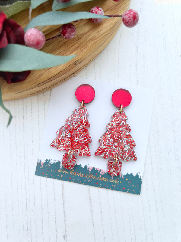 Festive Christmas Tree Dangle Earrings