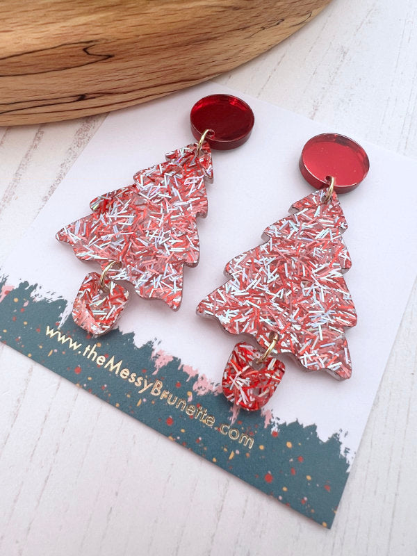 Festive Christmas Tree Dangle Earrings