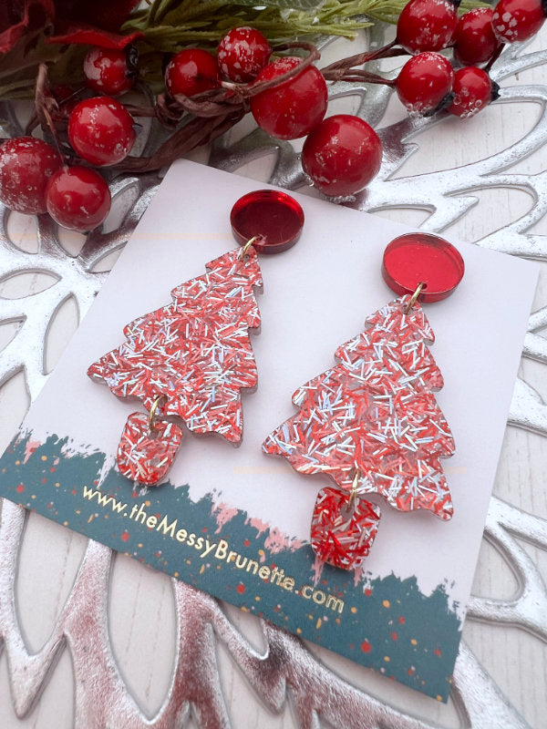 Festive Christmas Tree Dangle Earrings