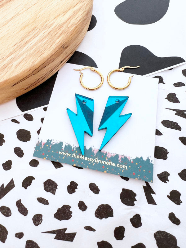 Turquoise Bolt Hoop Earrings