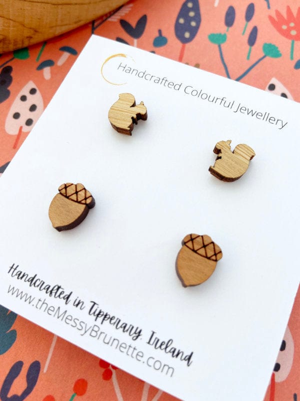 Acorn & Squirrel Stud Earring Pack Laser Cut Studs Pack The Messy Brunette