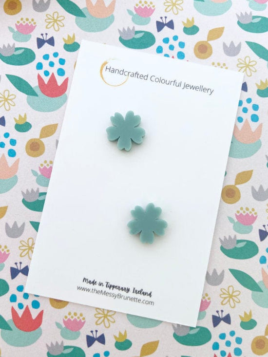 Blossom Flower Mini Studs in 3 Colours Jewelry Green The Messy Brunette