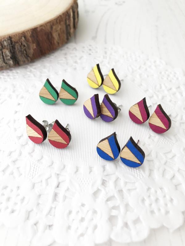 bright colourful everyday stud earrings in various colours