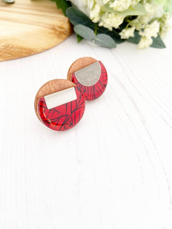 Large Statement Cocktail Ring in Red & Black Geo Ring 32mm TheMessyBrunette