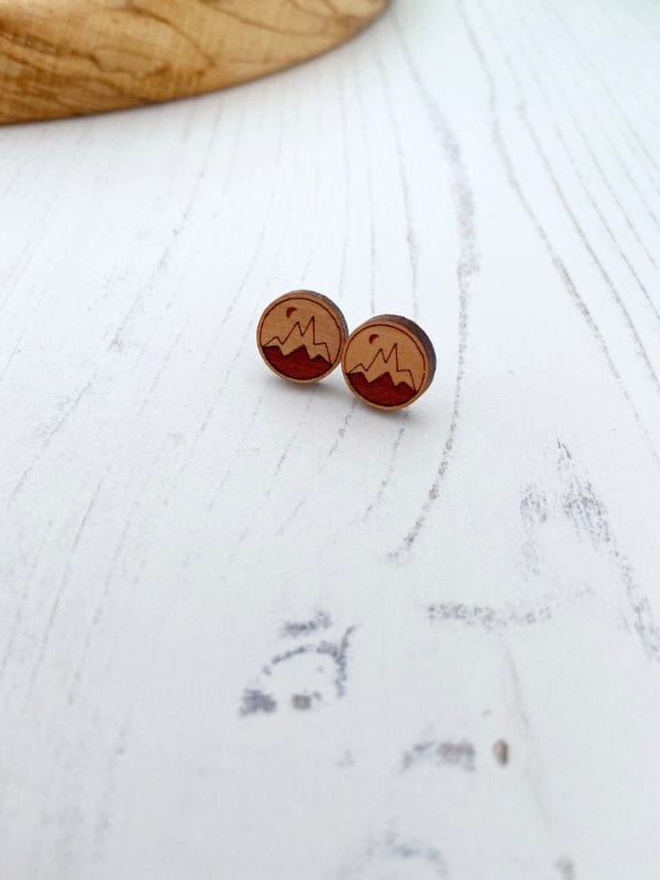 Mountain Stud Earrings Lasercut Small Studs TheMessyBrunette