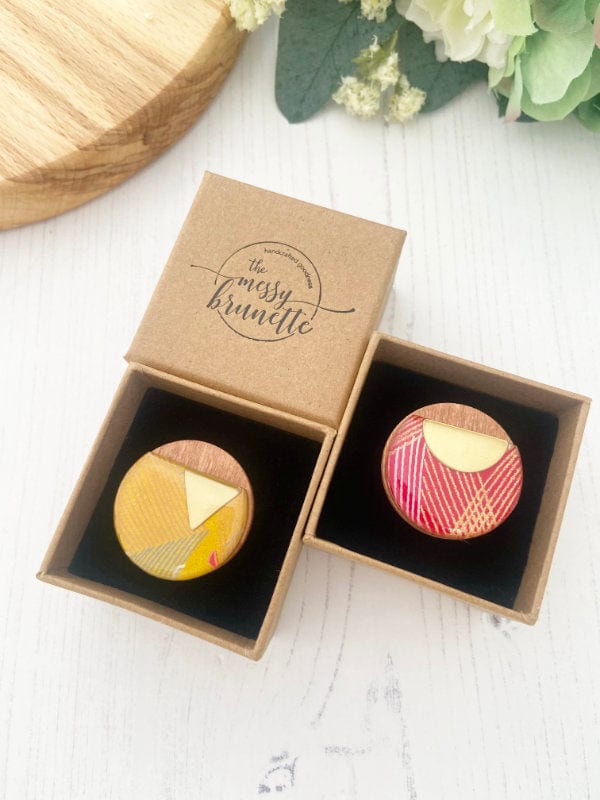 Fashion Ring in Red & Yellow Geo Ring 32mm TheMessyBrunette