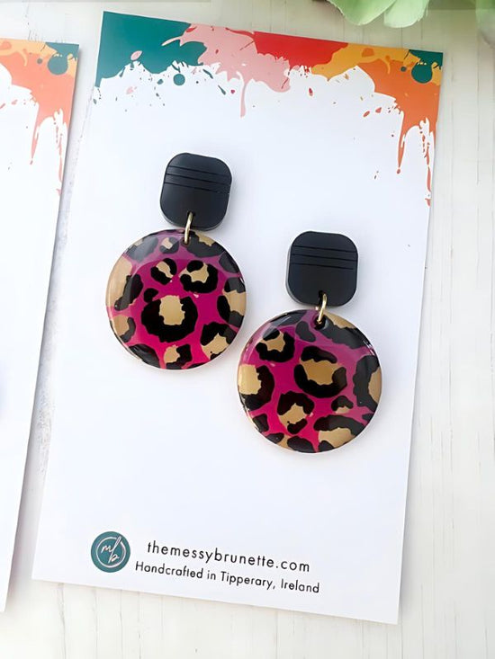 Colourful Leopard Print Drop Earrings in 2 Styles