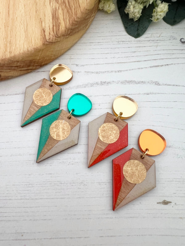 Big Colourful Geometric Earrings in 3 Styles