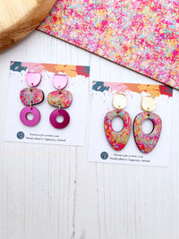 Pink Abstract Party Earrings in 2 Styles