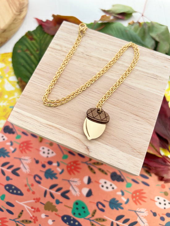 Acorn Charm Necklace in 2 Styles