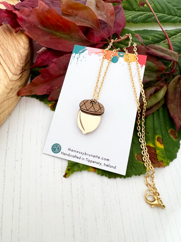 Acorn Charm Necklace in 2 Styles